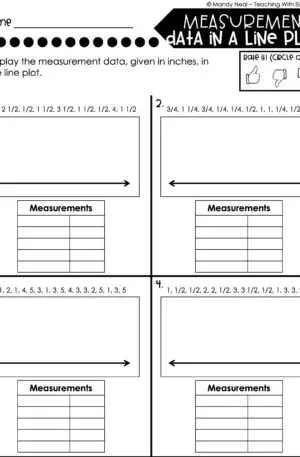 4th Grade Measurement – Data in a Line Plot Worksheet 1