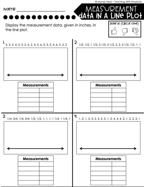 4th Grade Measurement – Data in a Line Plot Worksheet 2