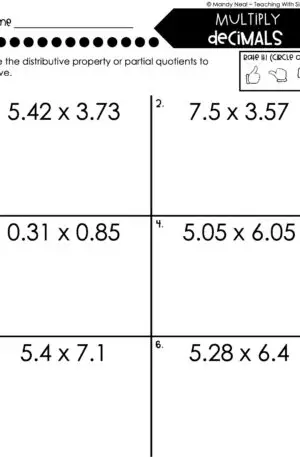 5th Grade Decimals – Multiply Decimals Worksheet 2