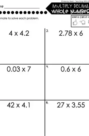 5th Grade Decimals – Multiply Decimals and Whole Numbers Worksheet 2