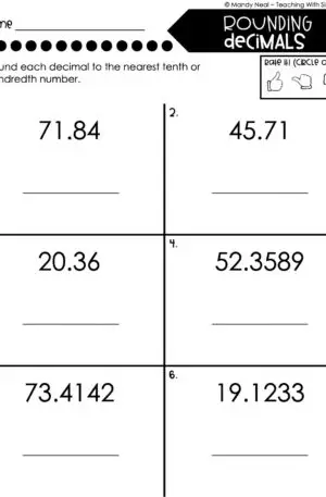 5th Grade Decimals – Rounding Decimals Worksheet 2