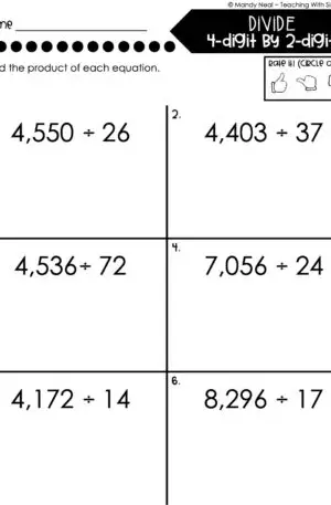 5th Grade Division – Divide 4-Digit by 2-Digit Numbers Worksheet 1