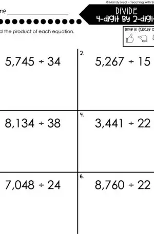 5th Grade Division – Divide 4-Digit by 2-Digit Numbers Worksheet 2