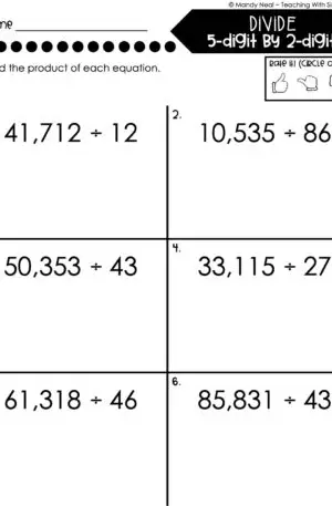 5th Grade Division – Divide 5-Digit by 2-Digit Numbers Worksheet 2