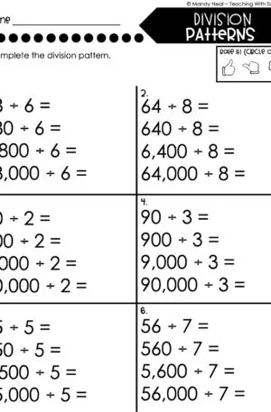 5th Grade Division – Division Patterns Worksheet 2