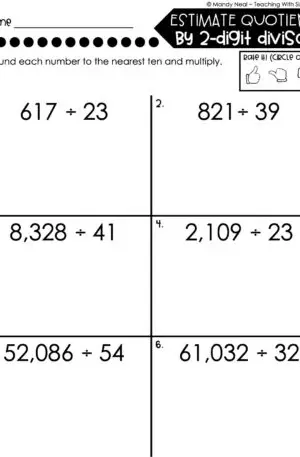 5th Grade Division – Estimate Quotients by 2-Digit Divisor Worksheet 1