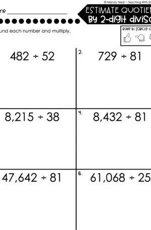 5th Grade Division – Estimate Quotients by 2-Digit Divisor Worksheet 2