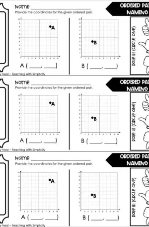 5th Grade Expressions and Patterns - Naming Ordered Pairs Exit Ticket 1