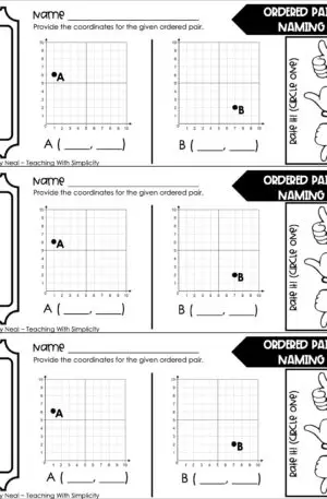 5th Grade Expressions and Patterns - Naming Ordered Pairs Exit Ticket 2