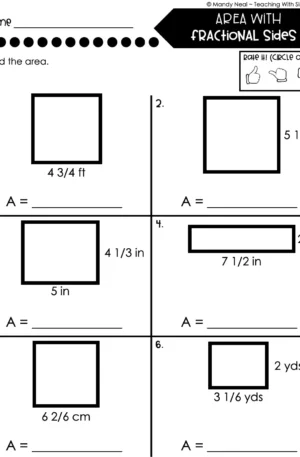 5th Grade Fractions – Area with Fractional Shapes Worksheet 2