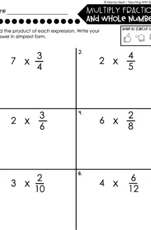 5th Grade Fractions – Multiply Fractions and Whole Numbers Worksheet 2