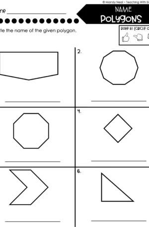 5th Grade Fractions – Naming Polygons Worksheet 1