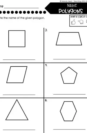 5th Grade Fractions – Naming Polygons Worksheet 2