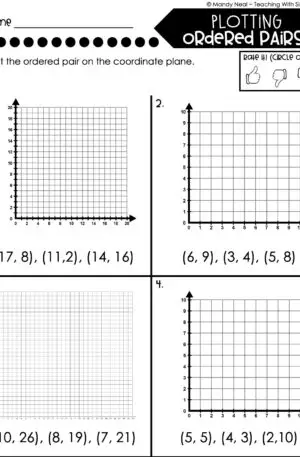 5th Grade Fractions – Plotting Ordered Pairs Worksheet 1