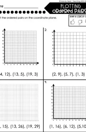 5th Grade Fractions – Plotting Ordered Pairs Worksheet 2