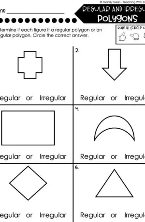 5th Grade Fractions – Regular and Irregular Polygons Worksheet 1