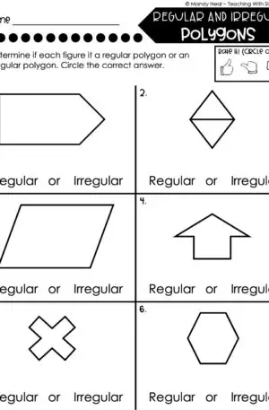 5th Grade Fractions – Regular and Irregular Polygons Worksheet 2