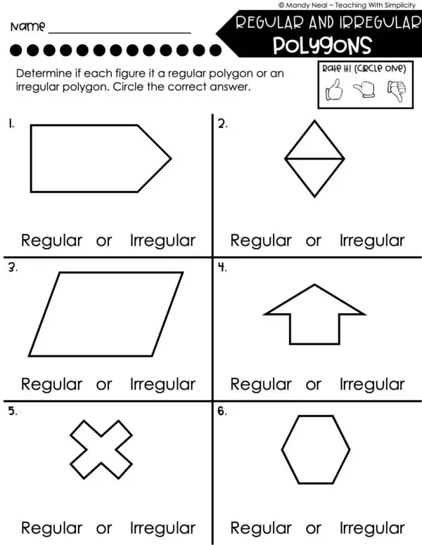 5th Grade Fractions – Regular and Irregular Polygons Worksheet 2