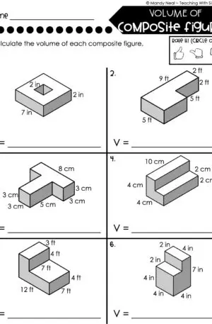 5th Grade Fractions – Volume of Composite Figures Worksheet 1