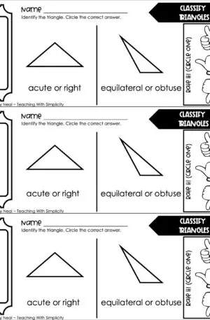 5th Grade Geometry – Classify Triangles Exit Ticket 2