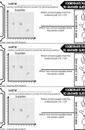 5th Grade Geometry – Coordinate Planes to Answer Questions Exit Ticket 2