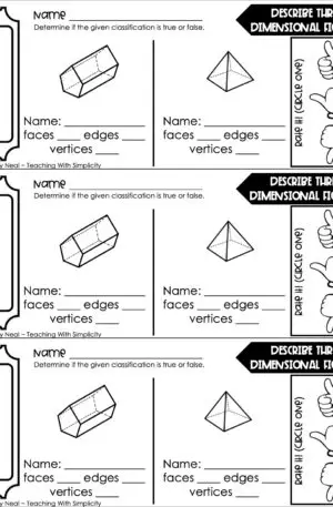 5th Grade Geometry – Describe Three Dimensional Figures Exit Ticket 2