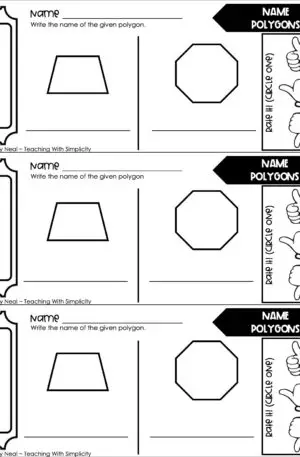 5th Grade Geometry – Naming Polygons Exit Ticket 1