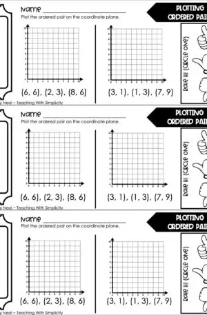 5th Grade Geometry – Plotting Ordered Pairs Exit Ticket 1