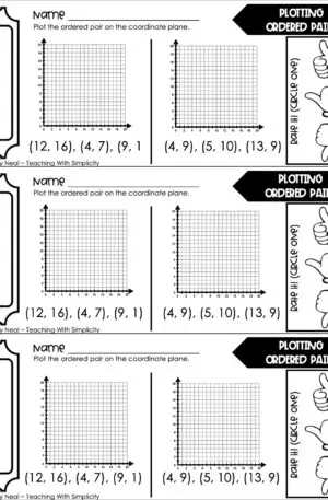 5th Grade Geometry – Plotting Ordered Pairs Exit Ticket 2