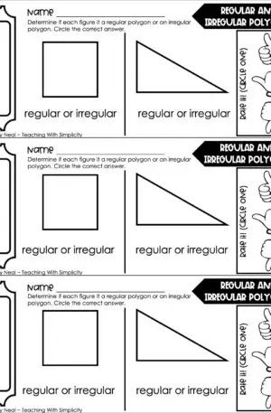 5th Grade Geometry – Regular and Irregular Polygons Exit Ticket 1