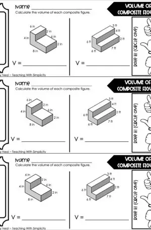 5th Grade Geometry – Volume of Composite Figures Exit Ticket 1