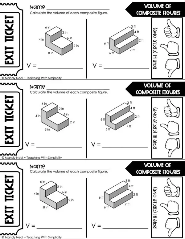 5th Grade Geometry – Volume of Composite Figures Exit Ticket 1