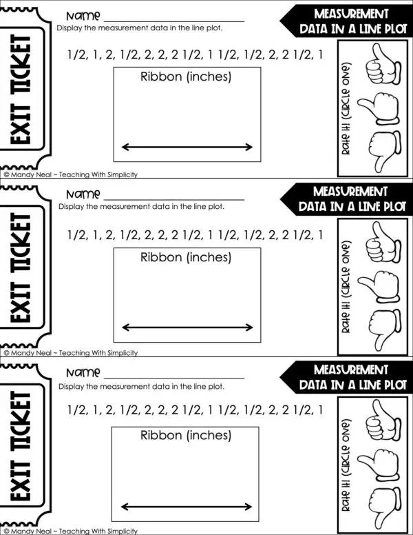 5th Grade Measurement – Data in a Line Plot Exit Ticket 1