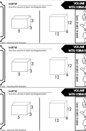 5th Grade Measurement – Volume with Formulas Exit Ticket 2