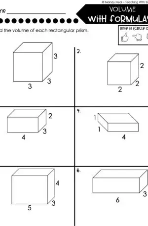 5th Grade Measurement – Volume with Formulas Worksheet 1