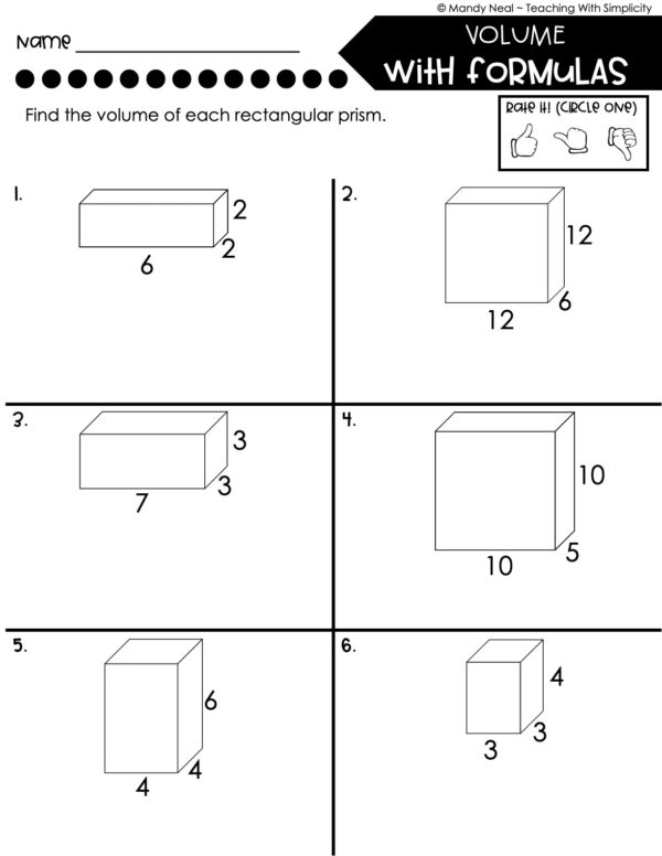 5th Grade Measurement – Volume with Formulas Worksheet 2