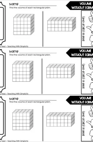 5th Grade Measurement – Volume without Formulas Exit Ticket 1