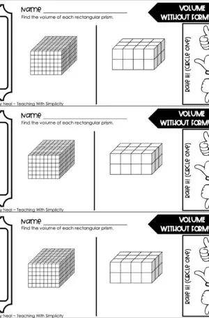 5th Grade Measurement – Volume without Formulas Exit Ticket 2