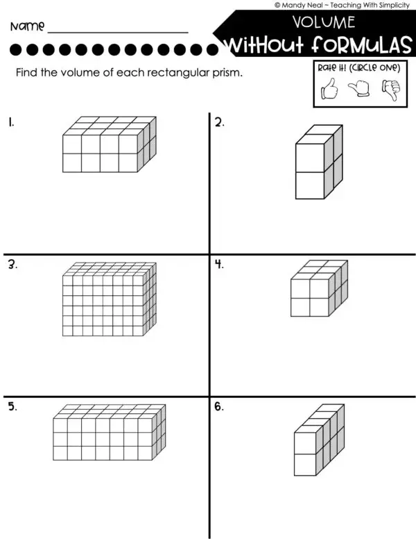 5th Grade Measurement – Volume without Formulas Worksheet 1