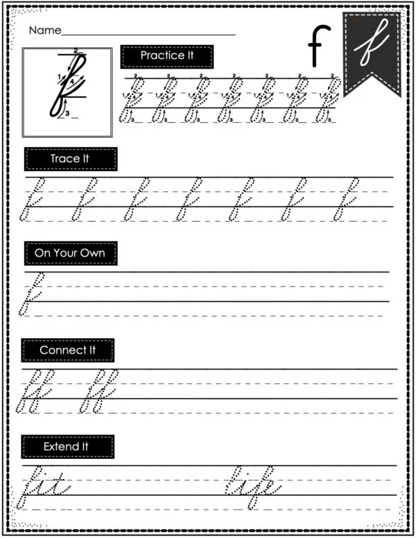 Cursive Writing - Lowercase f