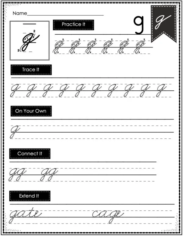 Cursive Writing - Lowercase g