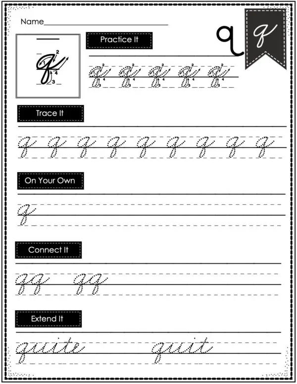 Cursive Writing - Lowercase q