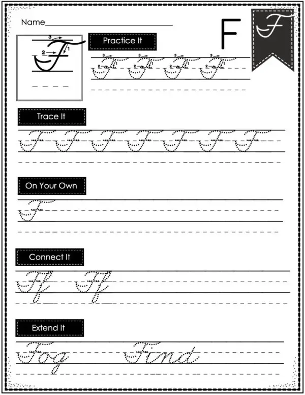 Cursive Writing - Uppercase F