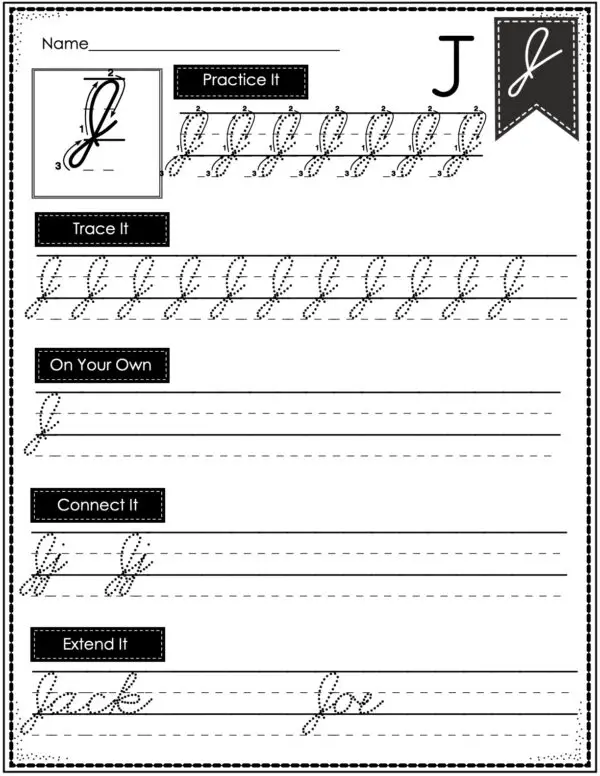 Cursive Writing - Uppercase J