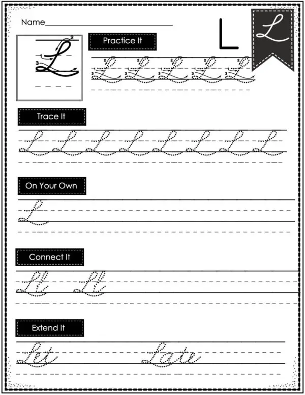 Cursive Writing - Uppercase L