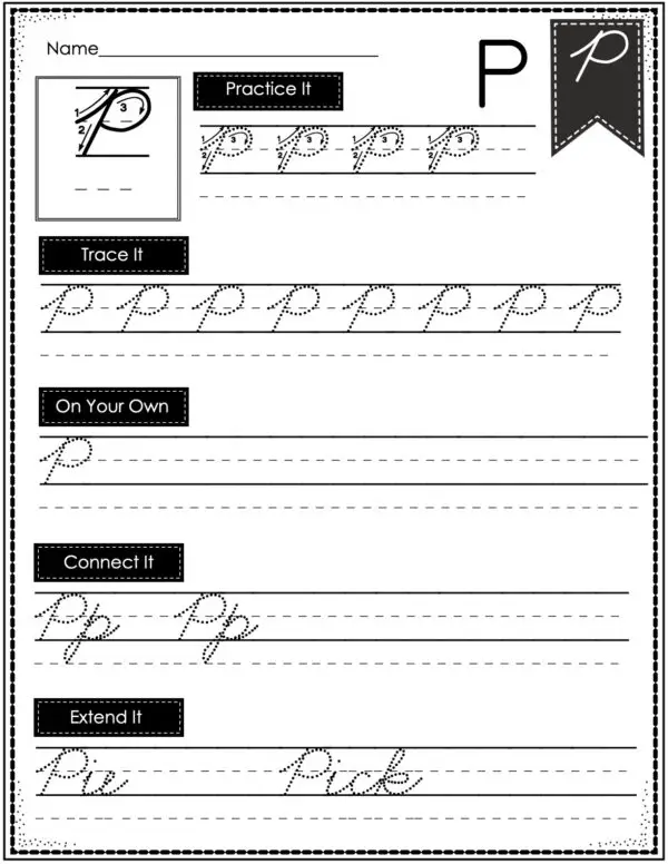 Cursive Writing - Uppercase P