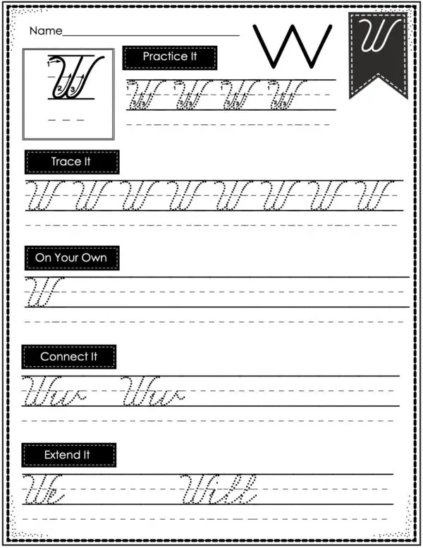 Cursive Writing - Uppercase W