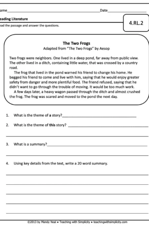 4th Grade ELA Assessment 1 (4.RL.2)