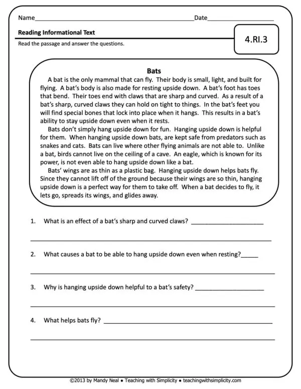 4th Grade ELA Assessment 10 (4.RI.3)