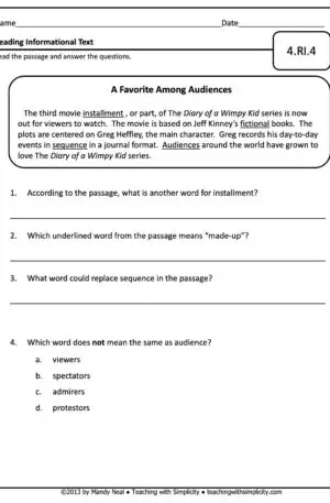 4th Grade ELA Assessment 11 (4.RI.4)